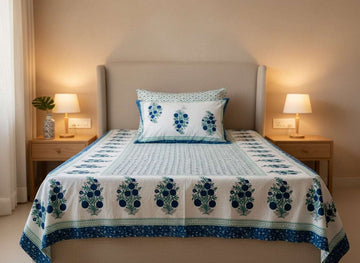Blue Berries Cotton Single Bedsheet
