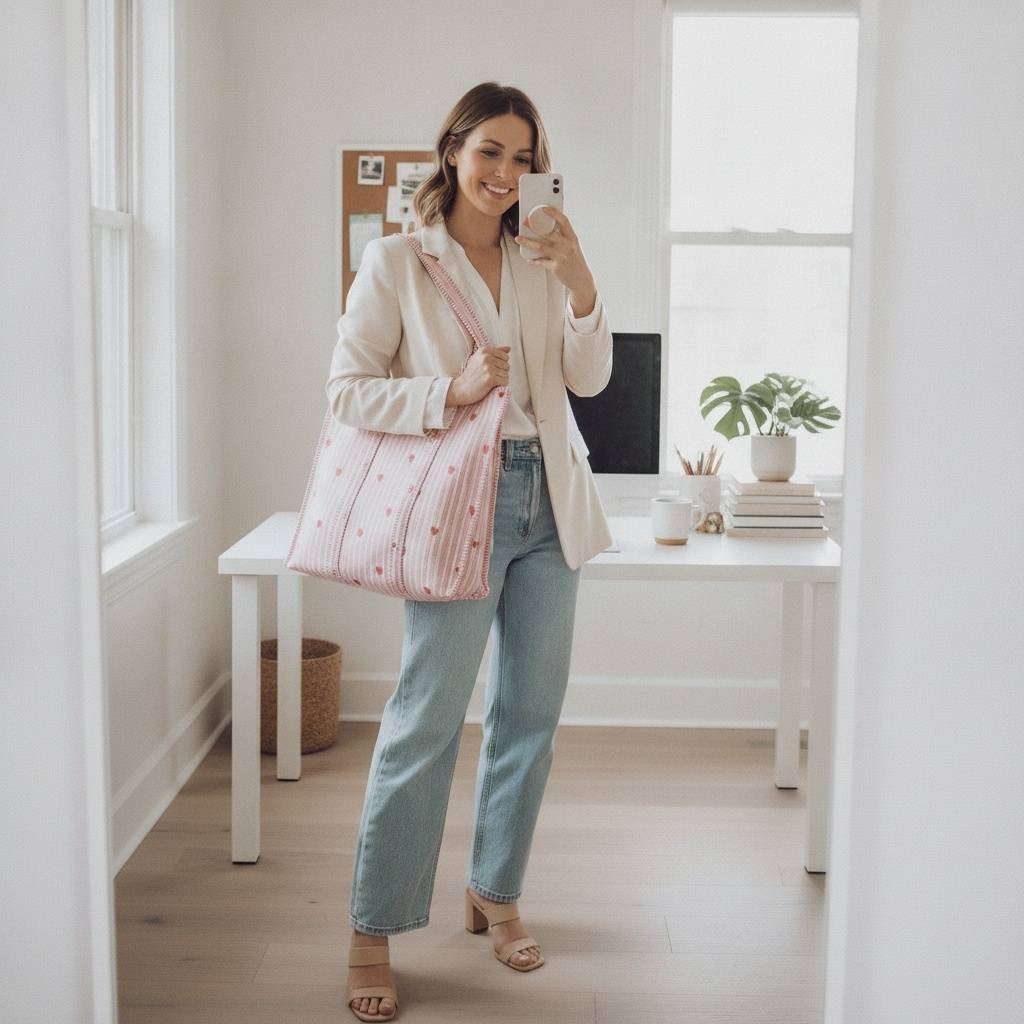 Pink Paradise Printed Large Tote Bag