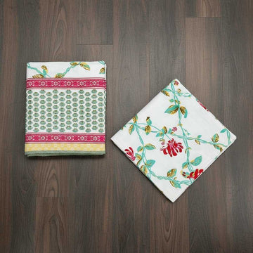 Gulabi Vatika Mulmul Cotton Block Printed Reversible Single Dohar