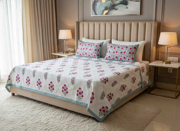 Gulaab Bloom King Size Premium Cotton Bedsheet