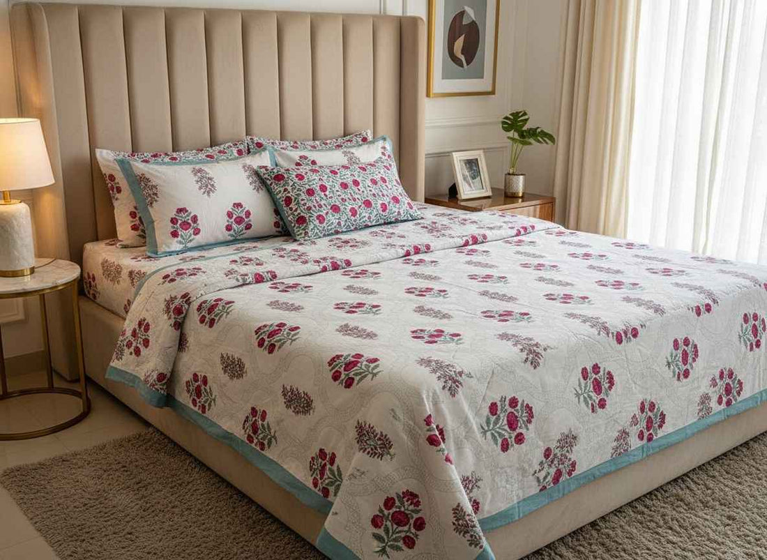 Gulaab Bloom King Size Premium Cotton Bedsheet
