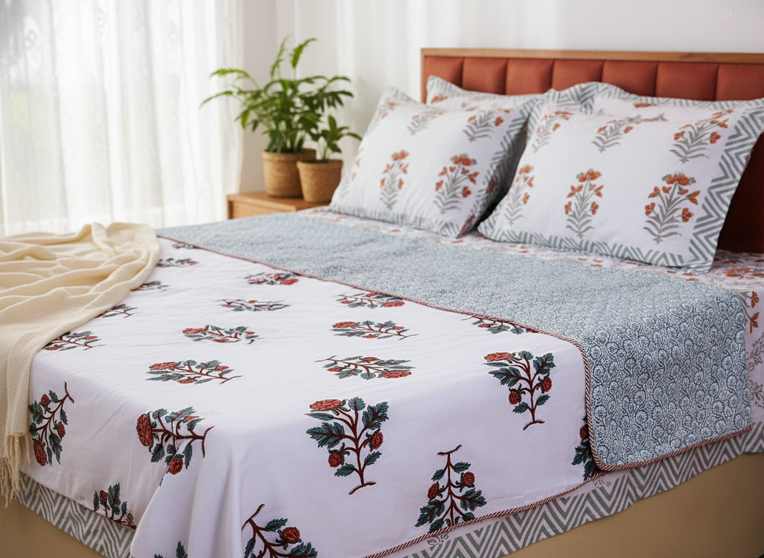 Comfort Weave White and Red Mulmul Cotton Dohar