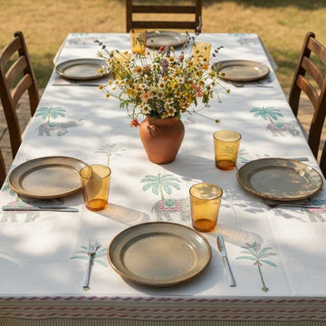 Mughal Bagh Cotton Hand Block Table Cover