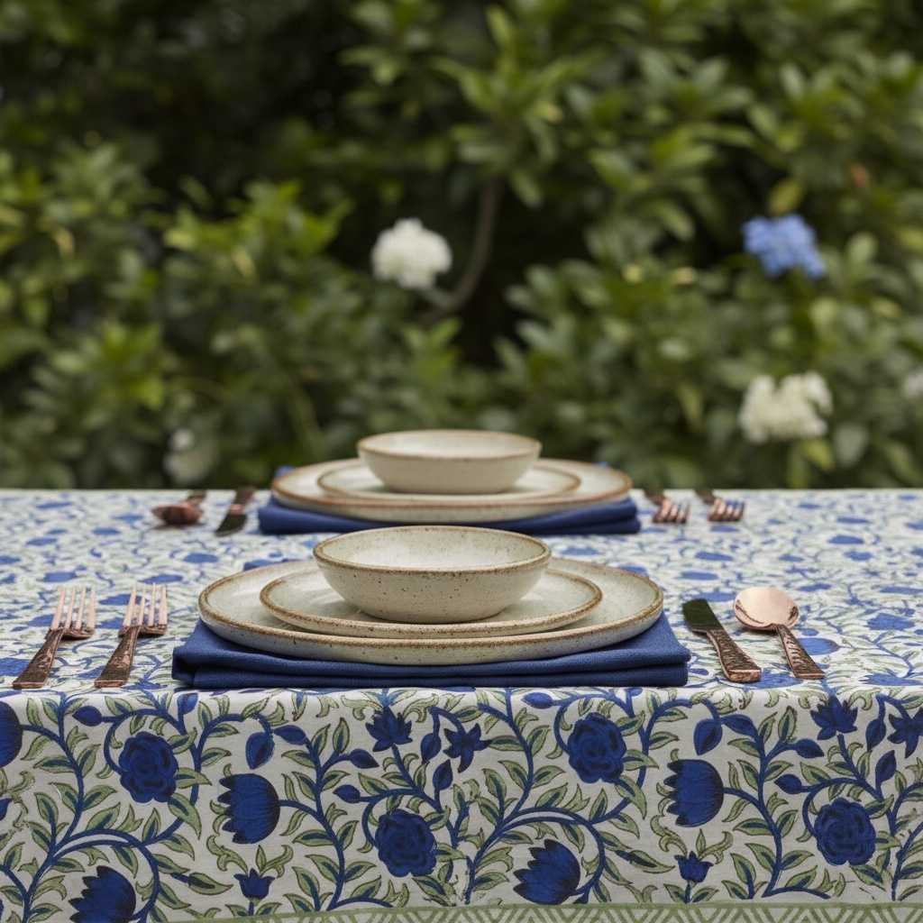 Neelamabra Cotton Hand Block Table Cover