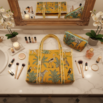 Marigold Tote Bag with Pouches - Set of 4
