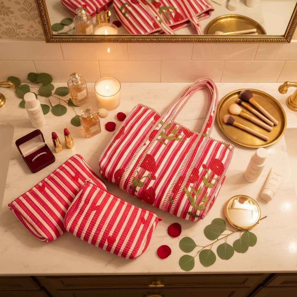Boheme Garden Tote Bag with Pouches - Set of 4