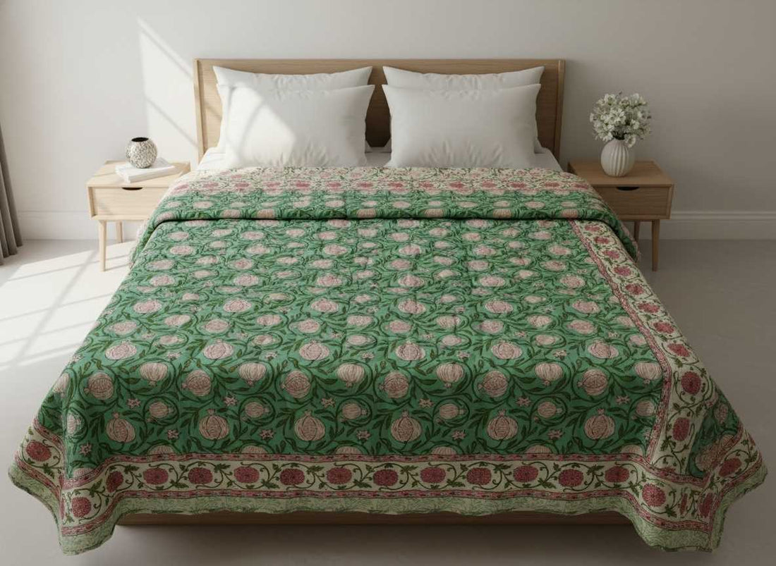 Panna Block Printed Premium Reversible Double Quilt