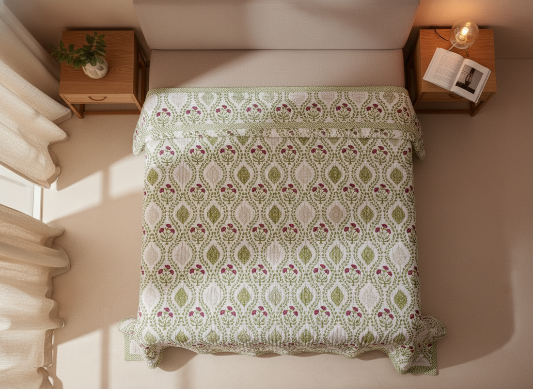 BloomNest Premium Bedding Set - Bedsheet, Quilt & Cushion Covers