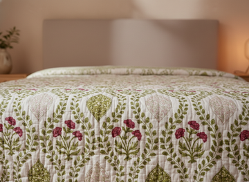 Morning Raga Hand Block Printed Premium Reversible Quilt