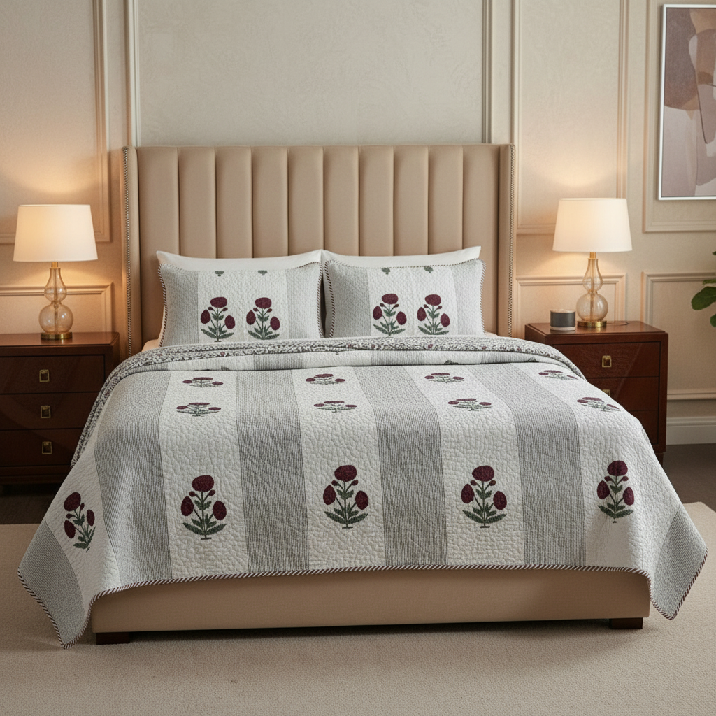 Raaga Quilted Reversible Double Bedcover Set