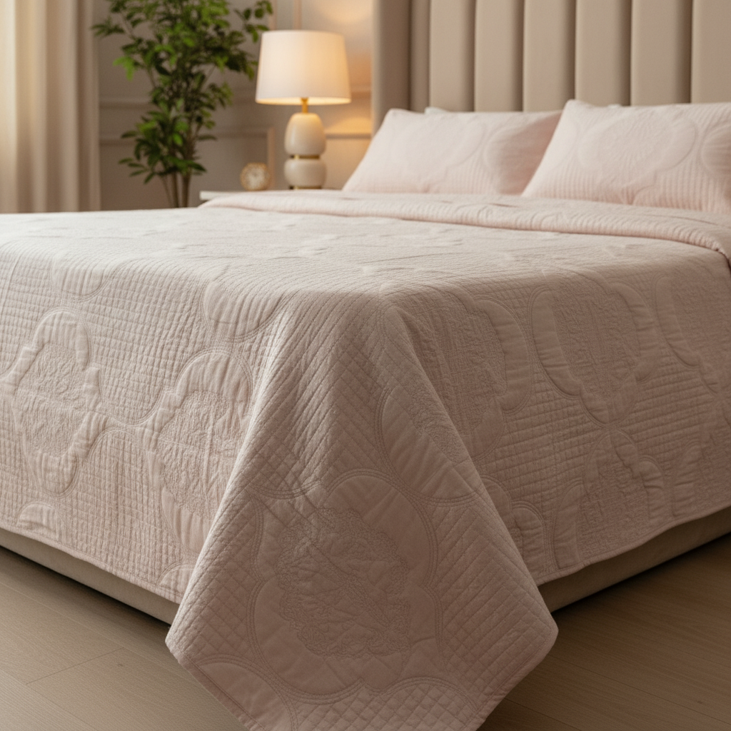 Shivoham Signature Rose Cloud Quilted Double Bedcover Set