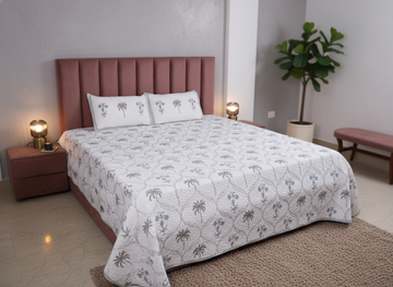 Gulmahal Blue Quilted Double Bedcover Set