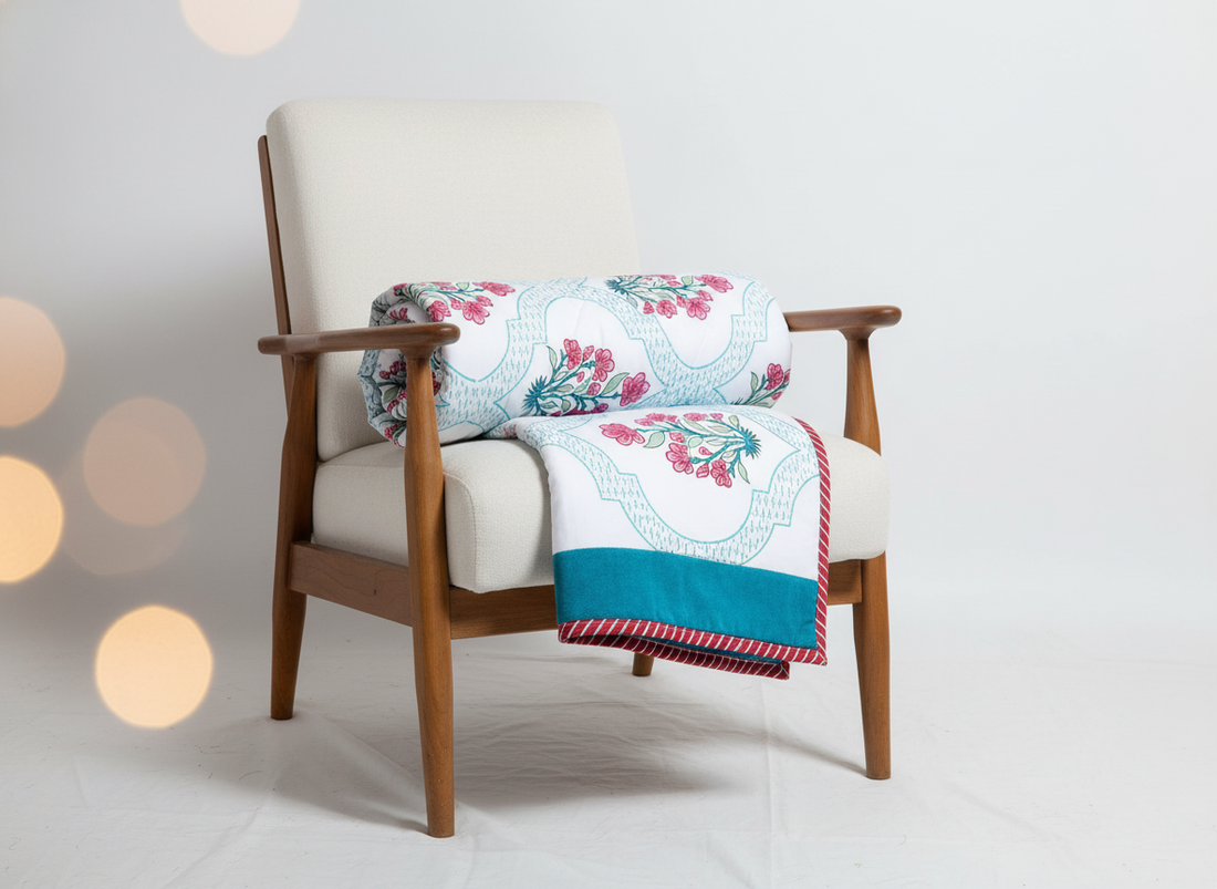 Suhana Hand Block Printed Mulmul Cotton Reversible Double Dohar