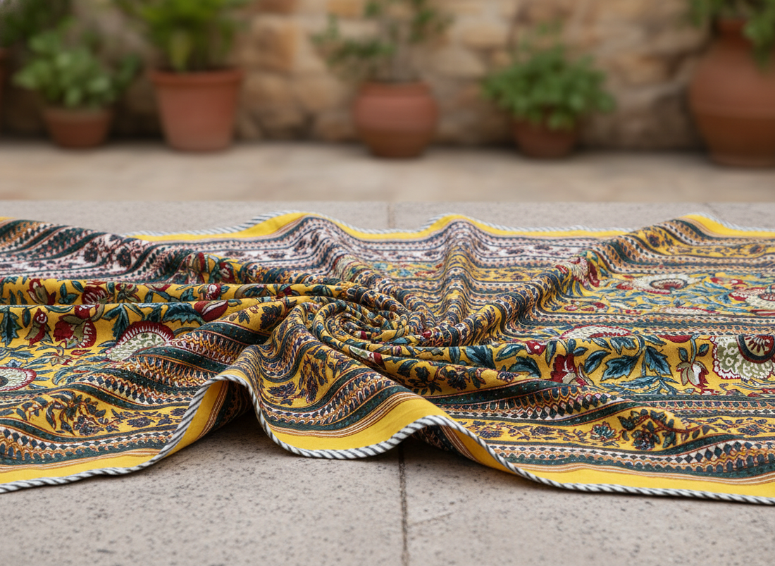 Jaipur Garden Hand Block Printed Mulmul Cotton Reversible Double Dohar