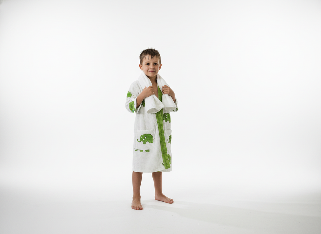 Safari Hand Block Printed Kids Bathrobes