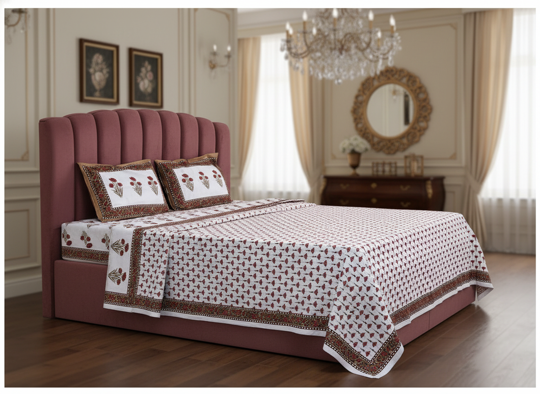 Gulmohar Glamour Premium Cotton King Size Bedsheet