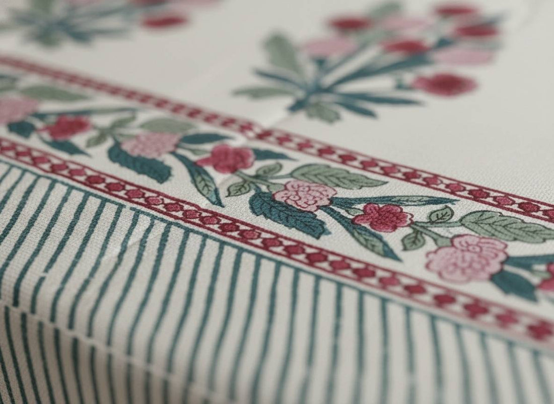 Aarambh Blockprint Percale Cotton King Size Bedsheet | 450 TC