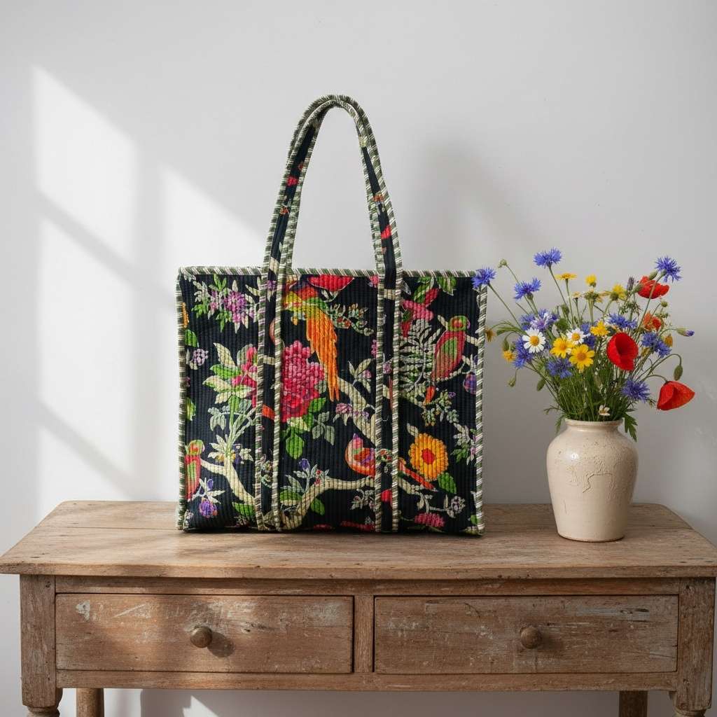 Phool & Parrot Tote Bag with Zip
