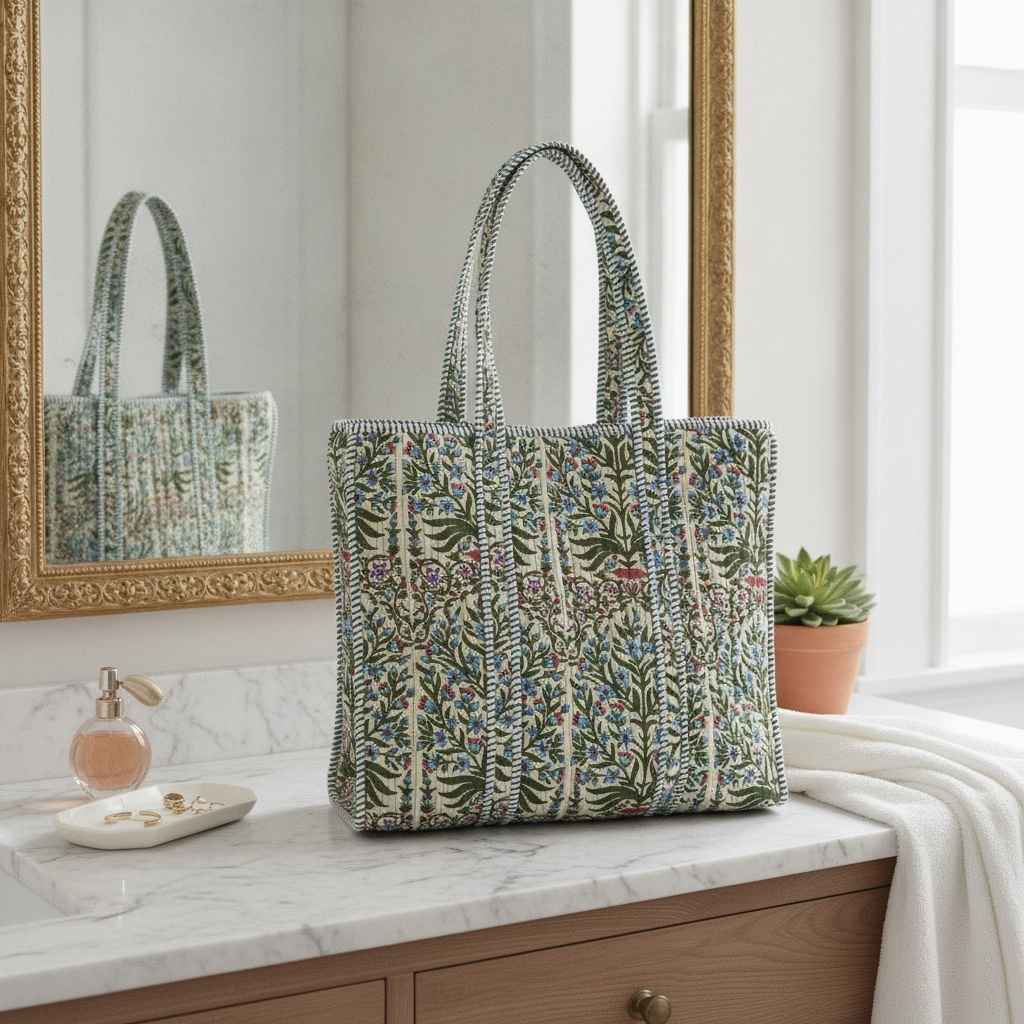 Garden Flora Printed Large Tote Bag