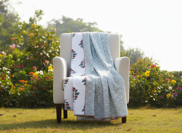 Comfort Weave White and Red Mulmul Cotton Dohar