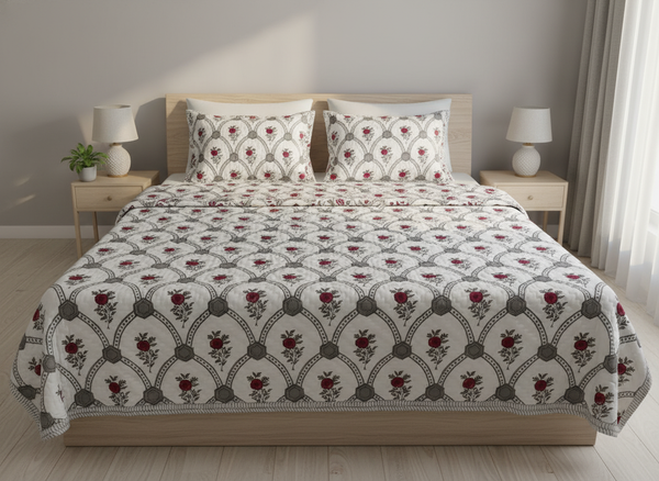 Rajputana Grace Block Printed Premium Reversible Double Quilt