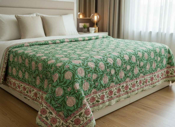 Panna Block Printed Premium Reversible Double Quilt