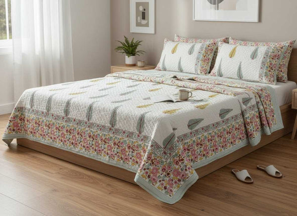 Petal Darbar Block Printed Premium Reversible Double Quilt
