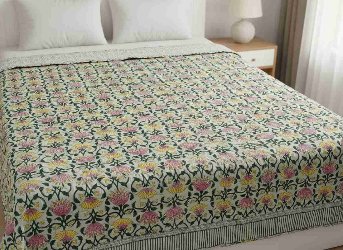 Rajwada Comfort Block Printed Premium Reversible Double Quilt
