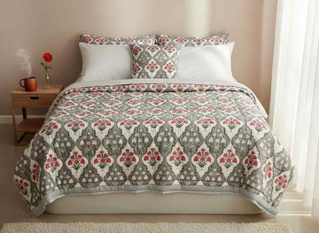 Rajasthani Mahal Hand Block Printed Premium Reversible Quilt