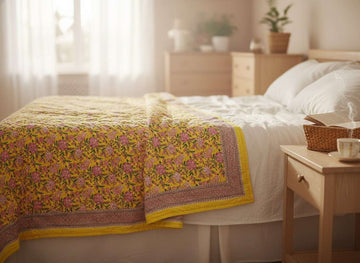 Amer Haveli Hand Block Printed Premium Reversible Quilt