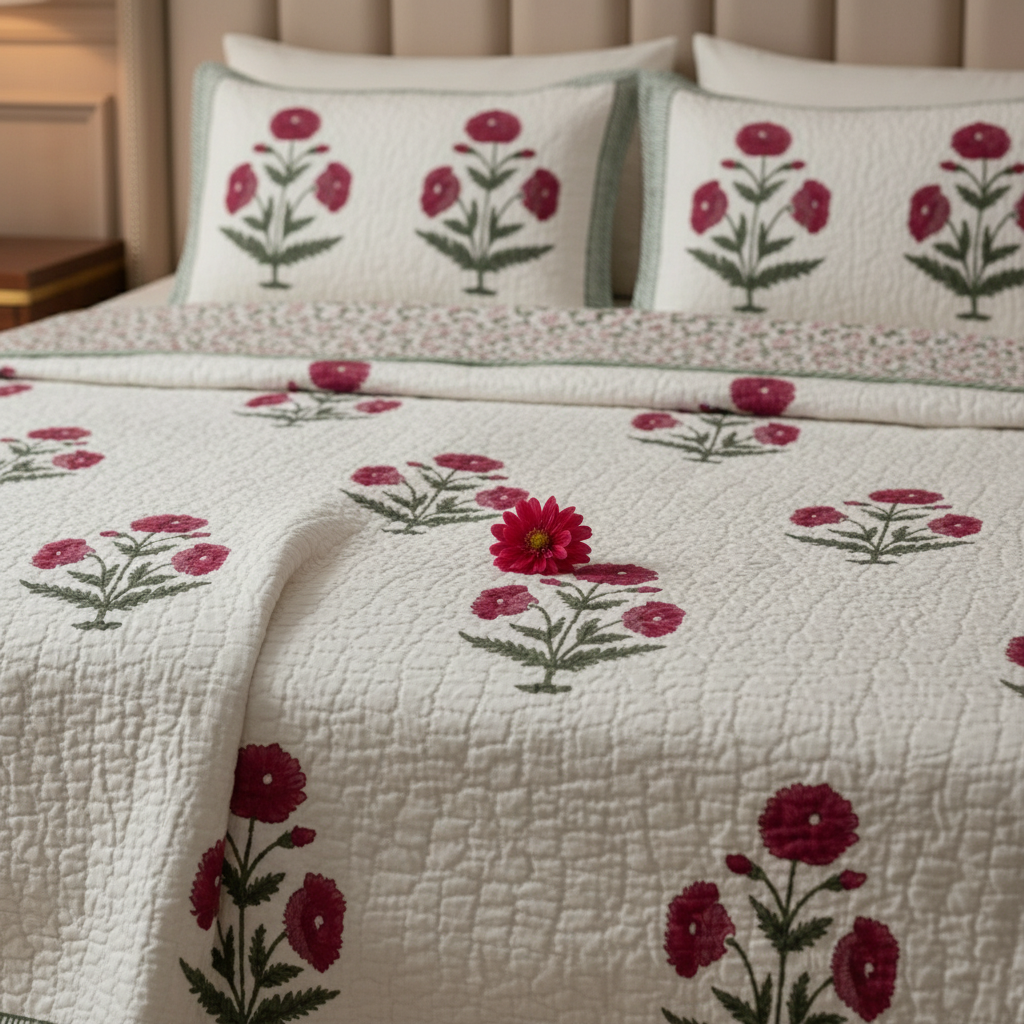 Rangrez Quilted Reversible Double Bedcover Set