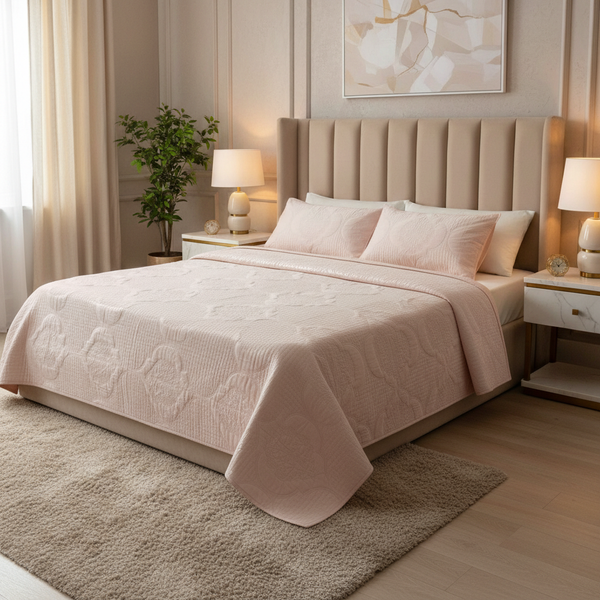 Shivoham Signature Rose Cloud Quilted Double Bedcover Set