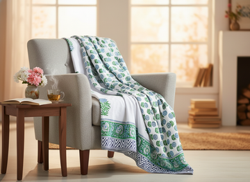 Neel Kamal Hand Block Printed Mulmul Cotton Reversible Double Dohar