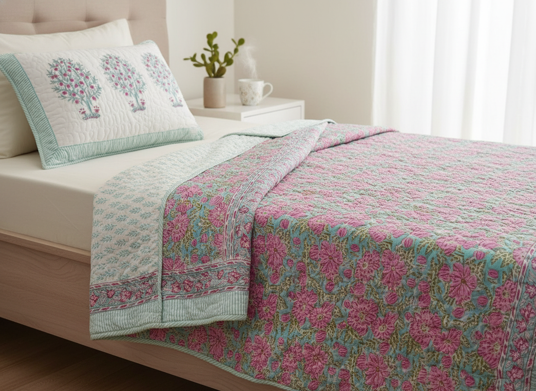Sugandha Quilted Reversible Double Bedcover Set