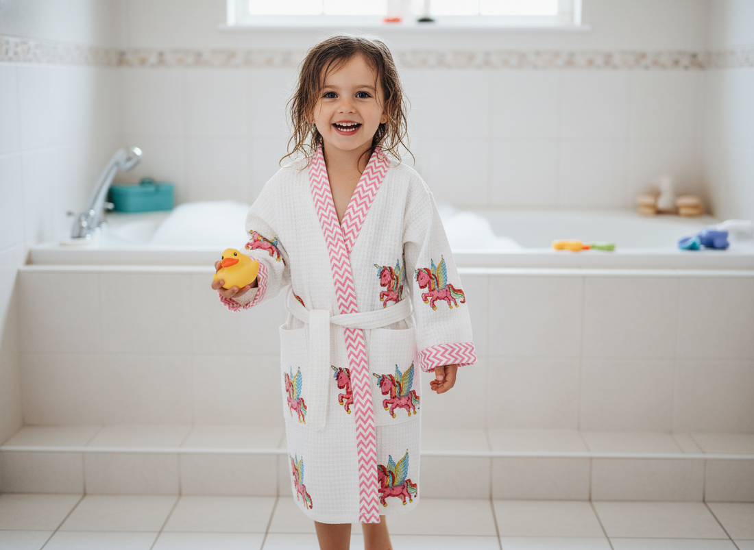 Unicorn Hand Block Printed Kids Bathrobes