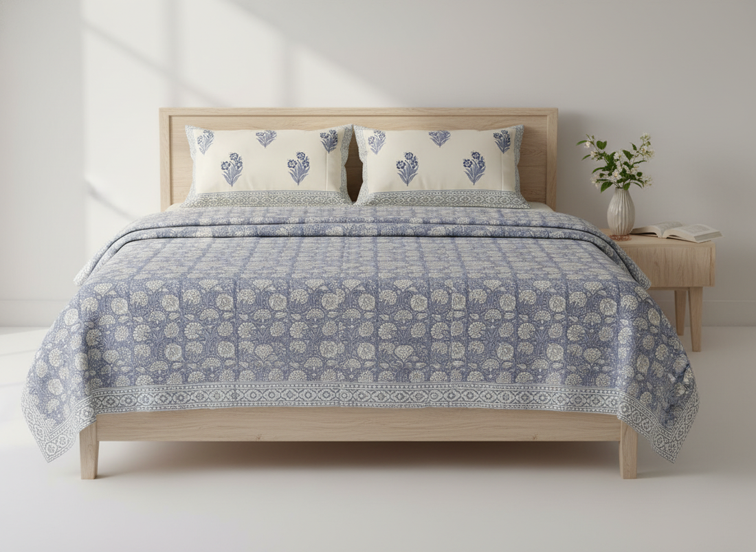 Hawa Mahal Premium Bedding Set - Bedsheet, Quilt & Cushion Covers