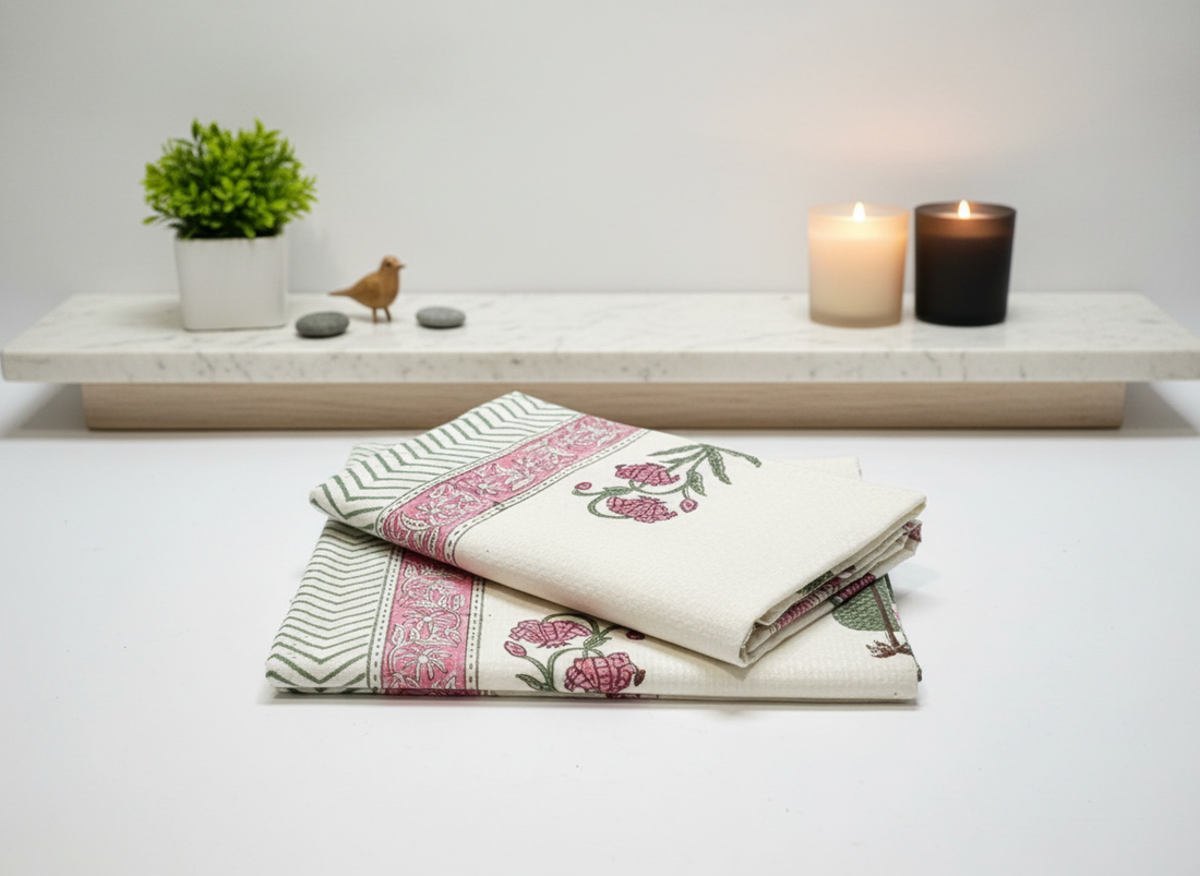 Fern Fantasy Hand Block Print - Set of 3 Towels