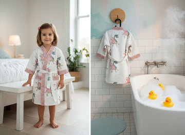 Mermaid Hand Block Printed Kids Bathrobes