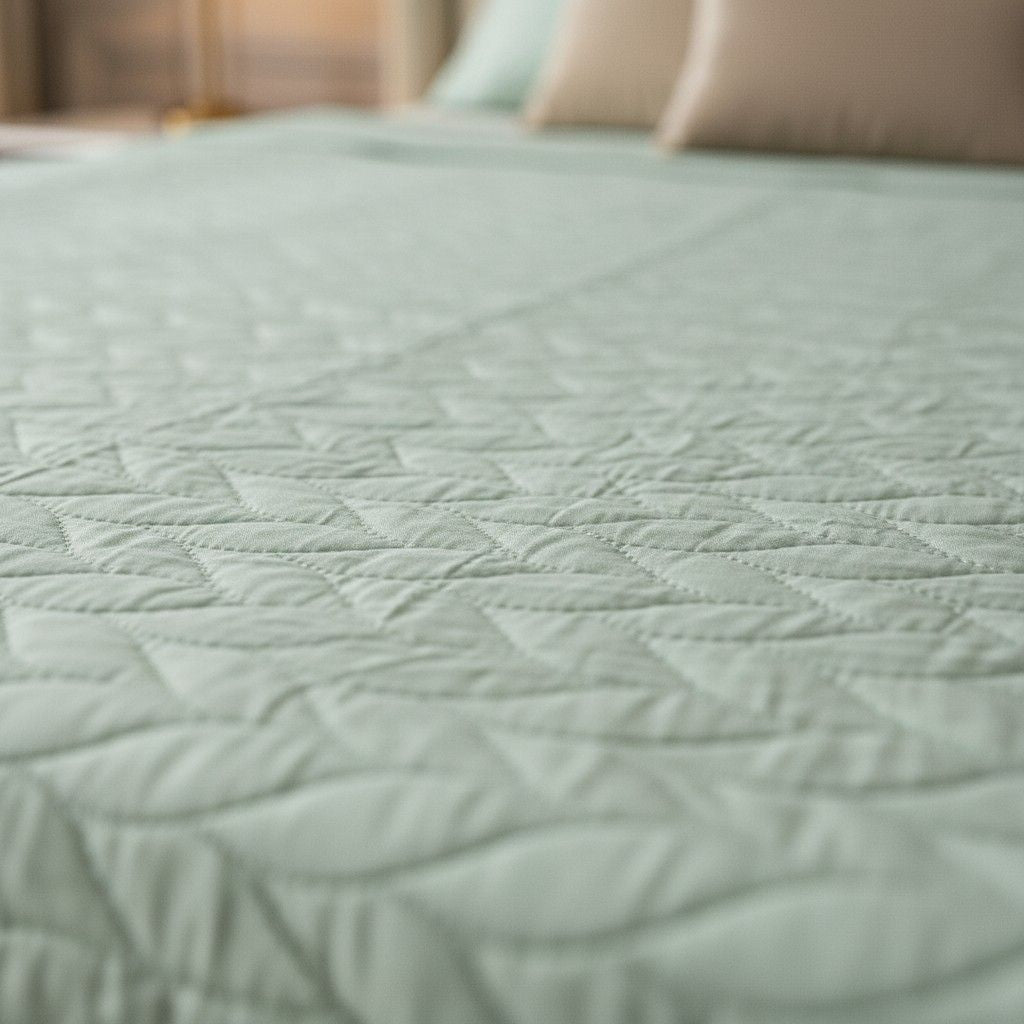Shivoham Signature Mint Green Quilted Double Bedcover Set - 500 TC