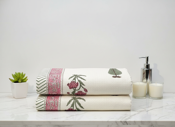 Fern Fantasy Hand Block Print - Set of 3 Towels