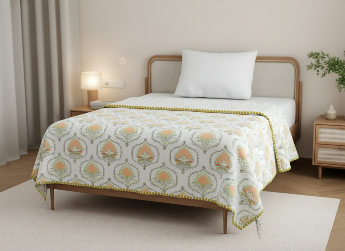 Shantam Floral Mulmul Cotton Reversible Single Dohar