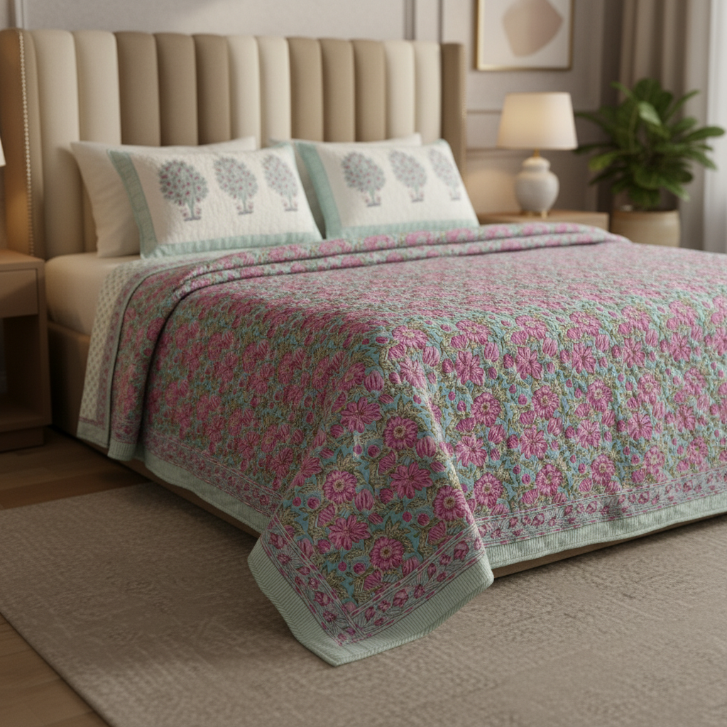 Sugandha Quilted Reversible Double Bedcover Set