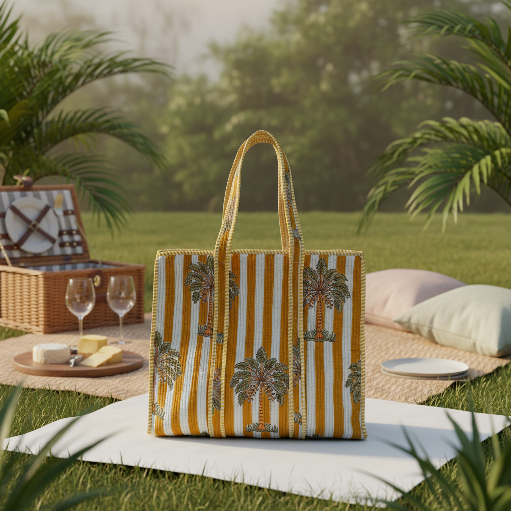 Marigold Hand Block Tote Bag