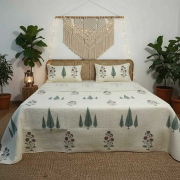 Heritage Bloom Quilted Reversible Double Bedcover Set