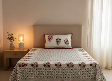 Red Berries Cotton Single Bedsheet