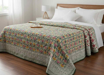 Rajwada Comfort Block Printed Premium Reversible Double Quilt