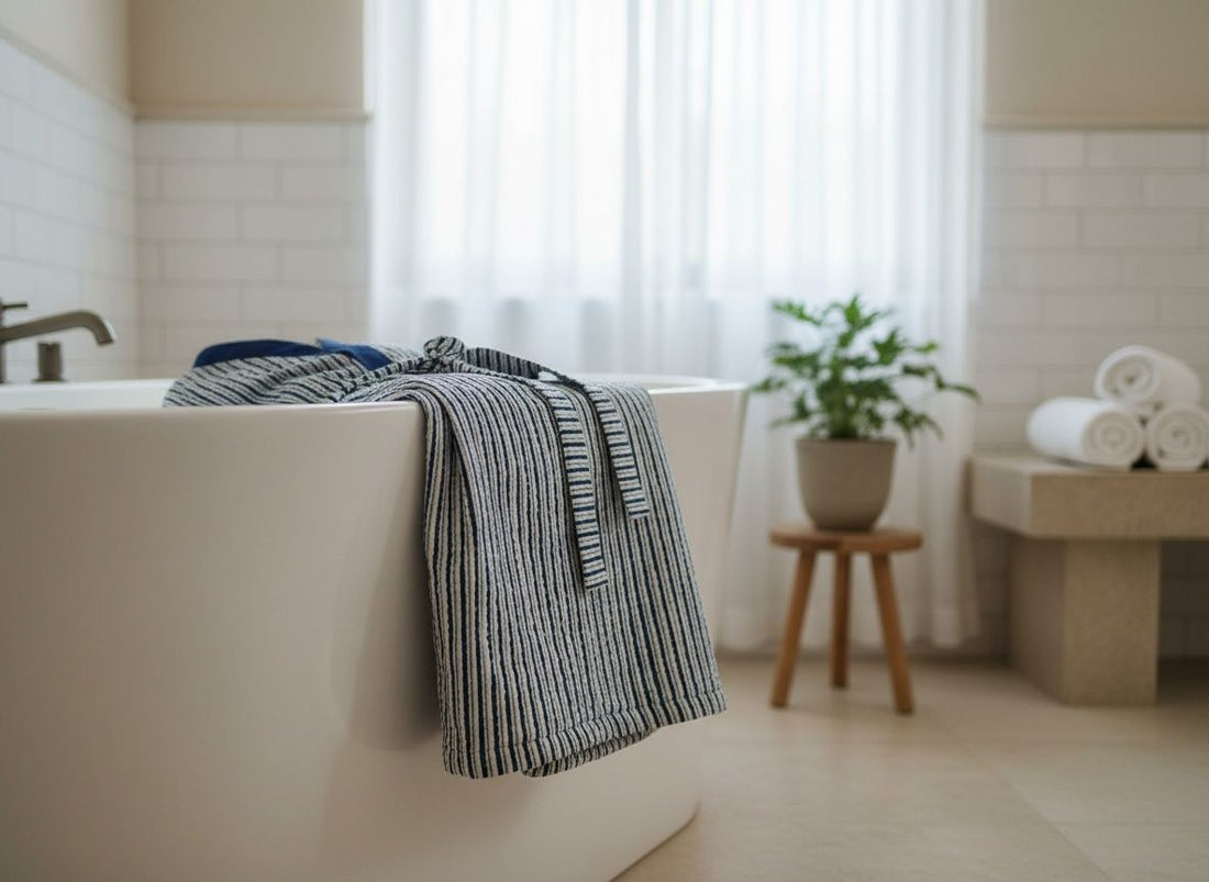 Neelam Loom Hand Block Printed Unisex Bathrobe - Free Size