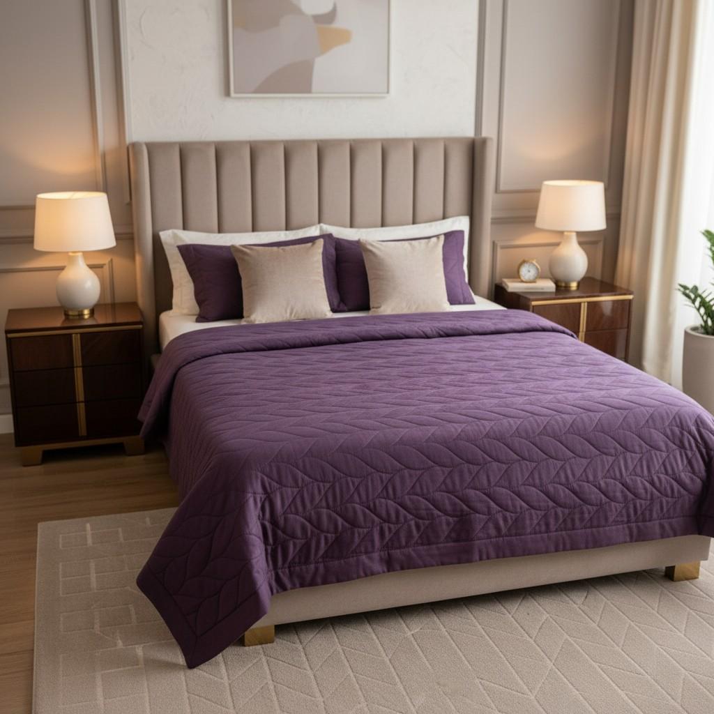 Shivoham Signature Vine Quilted Double Bedcover Set - 500 TC